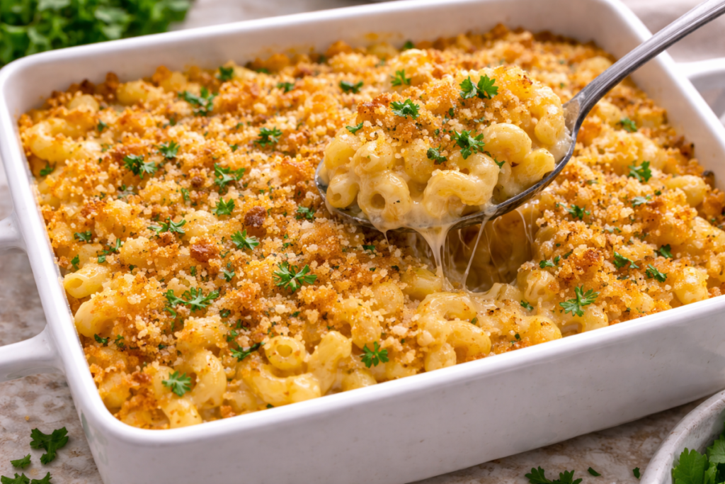 Baked Mac & Cheese on baking dish