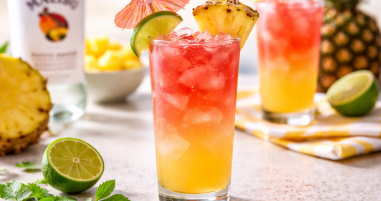 Malibu Bay Breeze Drink (Easy Tropical Cocktail)