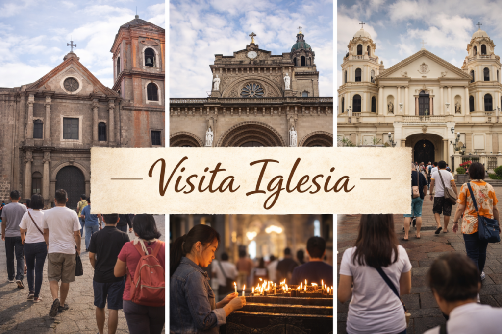 Image of different churches in Philippines during Visita Iglesia