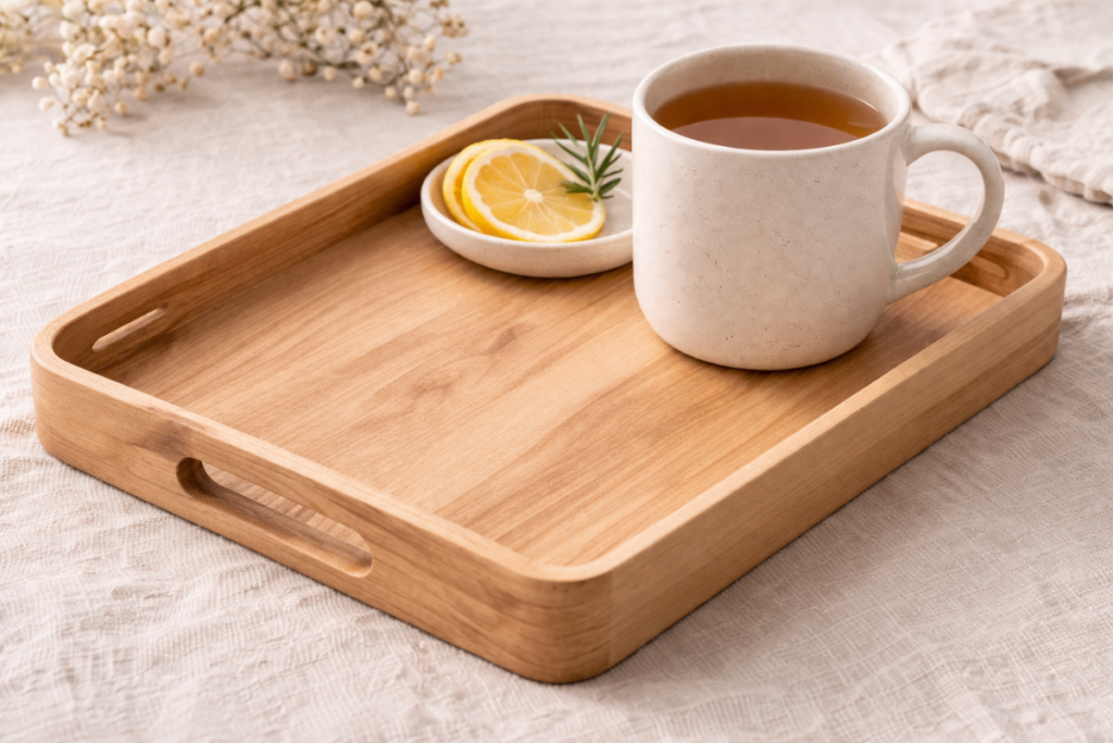 Wooden Tray and Tea